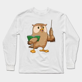 Owl as Teacher with Book & Pointer Long Sleeve T-Shirt